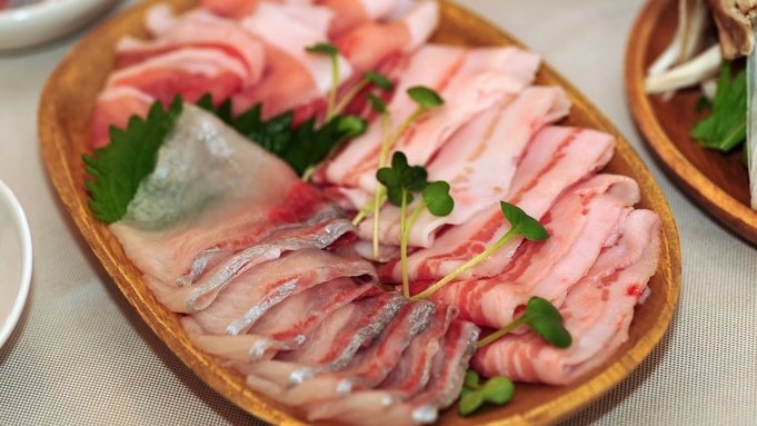 【ユクサ特製しゃぶしゃぶ(2食付)】ビタミン豊富な黒豚と生産量日本一のカンパチを堪能♪ワンドリンク付